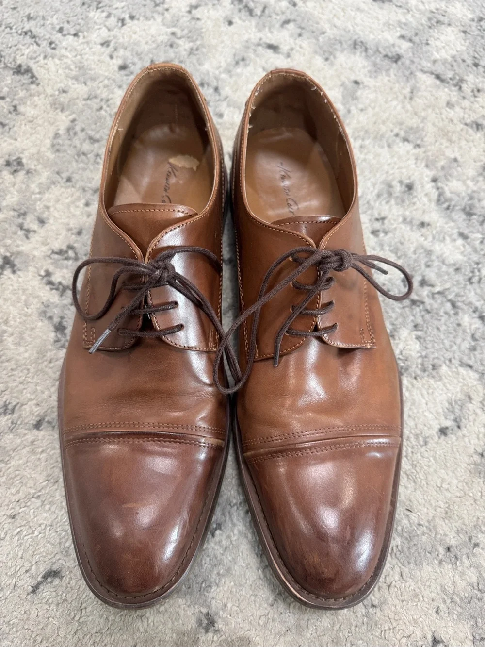Kenneth Cole Brown Leather Cap-Toe Derby Shoes